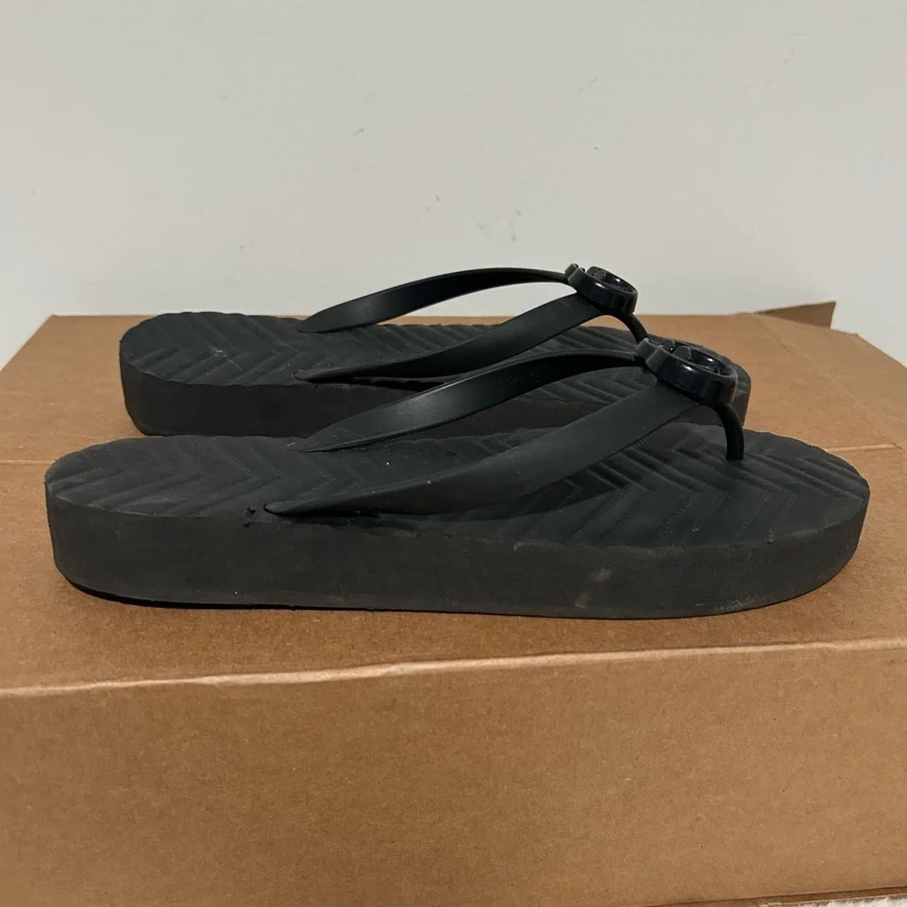 Black Gucci Platform Flip Flop Sandals